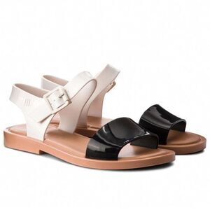MELISSA Mar Sandal Black & White Two Tone Size US 8 EU 39